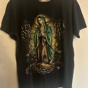 Black Graphic Tee with Green and Gold Design